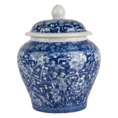 Vaza flori ceramica albastra alba 9x12 cm