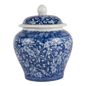 Vaza flori ceramica albastra alba 9x12 cm