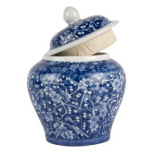 Vaza flori ceramica albastra alba 9x12 cm
