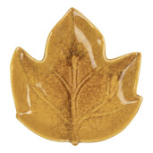 Platou ceramica galbena Frunza 14x13x2 cm