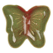 Platou ceramica verde rosie Fluturas 14x13x2 cm