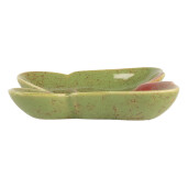 Platou ceramica verde rosie Fluturas 14x13x2 cm