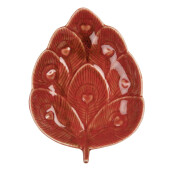 Platou ceramica rosie Frunza 16x12x3 cm