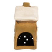 Candela Craciun Casuta ceramica maro alba 8x7x15 cm