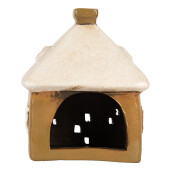 Candela Craciun Casuta ceramica maro alba 12x9x14 cm