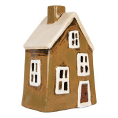 Candela Craciun Casuta ceramica maro alba 12x8x18 cm