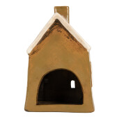 Candela Craciun Casuta ceramica maro alba 12x8x18 cm