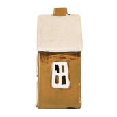 Candela Craciun Casuta ceramica maro alba 12x8x18 cm