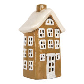 Candela Craciun Casuta ceramica maro alba 12x8x19 cm