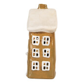Candela Craciun Casuta ceramica maro alba 12x8x19 cm