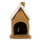 Candela Craciun Casuta ceramica maro alba 10x10x16 cm