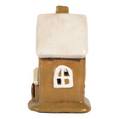 Candela Craciun Casuta ceramica maro alba 10x10x16 cm