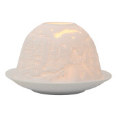 Suport lumanare portelan alb Craciun Ø 12x8 cm