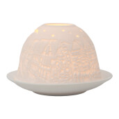 Suport lumanare portelan alb Craciun Ø 12x8 cm