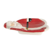 Platou Mos Craciun ceramica multicolora 20x16x4 cm