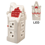 Casuta Craciun ceramica multicolora cu led 11x9x22 cm