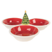 Platou Craciun ceramica multicolora 26x26x10 cm