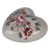 Decoratiune Inimioara ceramica multicolora Flori 8x8x4 cm