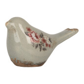 Figurina Pasare ceramica multicolora Flori 16x7x9 cm