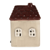 Casuta Craciun ceramica bej maro cu led 7x6x10 cm