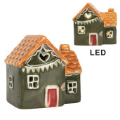 Casuta Craciun ceramica multicolora cu led 8x6x8 cm