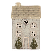 Candela Casuta Turta Dulce ceramica gri bej verde 9x8x15 cm
