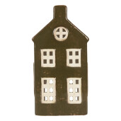 Candela Casuta Craciun ceramica verde crem 8x6x16 cm