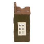 Candela Casuta Craciun ceramica verde crem 8x6x16 cm