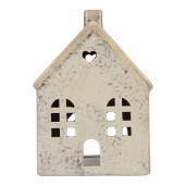Candela Casuta Craciun ceramica gri 11x7x16 cm