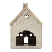 Candela Casuta Craciun ceramica gri 11x7x16 cm
