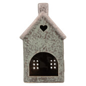 Candela Casuta Craciun ceramica verde maro 8x7x14 cm