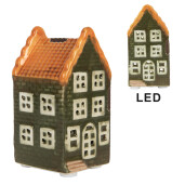 Casuta Craciun ceramica multicolora cu led 4x4x8 cm