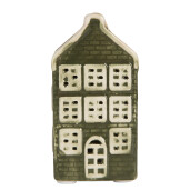 Casuta Craciun ceramica verde crem cu led 4x4x8 cm