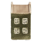 Casuta Craciun ceramica verde crem cu led 4x4x8 cm