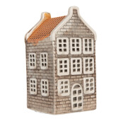 Candela Casuta Craciun ceramica gri maro 7x7x14 cm