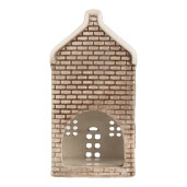 Candela Casuta Craciun ceramica gri maro 7x7x14 cm