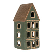 Candela Casuta Craciun ceramica verde maro 9x8x19 cm
