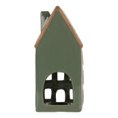 Candela Casuta Craciun ceramica verde maro 9x8x19 cm