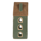 Candela Casuta Craciun ceramica verde maro 9x8x19 cm