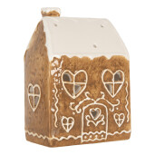 Candela Casuta Turta Dulce ceramica maro alba 12x7x16 cm