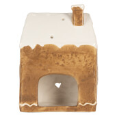 Candela Casuta Turta Dulce ceramica maro alba 12x7x16 cm