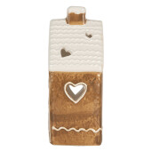 Candela Casuta Craciun ceramica alba maro 11x9x21 cm