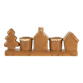 Candela Casute Craciun ceramica alba maro 21x4x8 cm