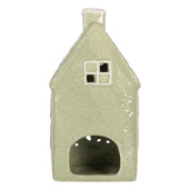 Candela Casuta Craciun ceramica alba verde 11x9x21 cm