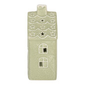 Candela Casuta Craciun ceramica alba verde 11x9x21 cm