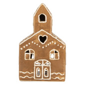Candela Casuta Craciun ceramica alba maro 10x10x16 cm