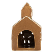 Candela Casuta Craciun ceramica alba maro 10x10x16 cm