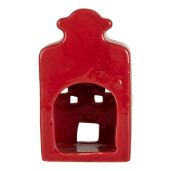 Candela Casuta Craciun ceramica alba rosie 8x7x13 cm