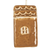 Set 3 ornamente brad Craciun ceramica maro alba 4x4x6 cm