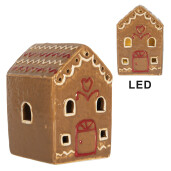 Casuta Craciun ceramica multicolora cu led 7x6x9 cm